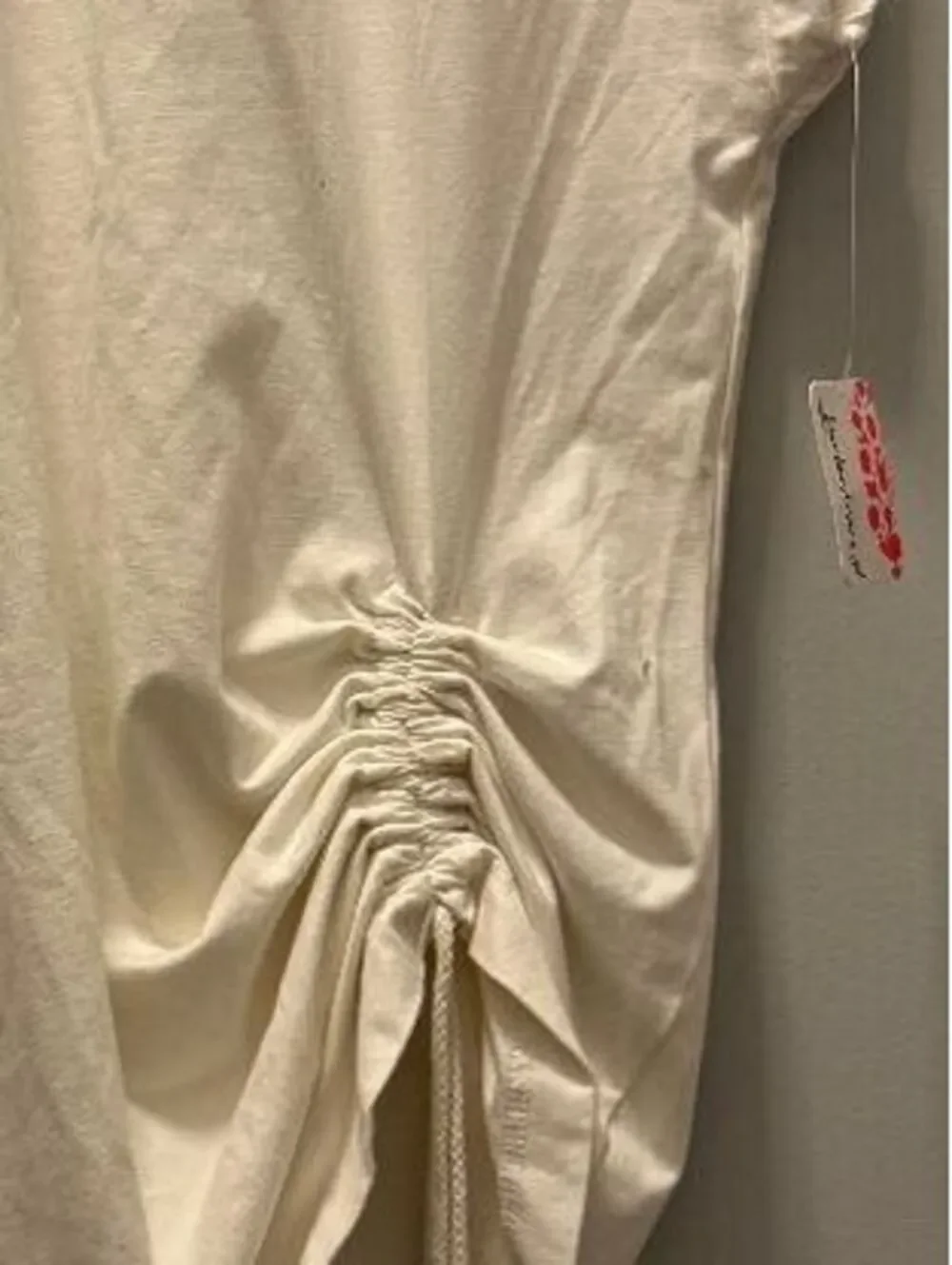 Free People Women's Movement Tee Shirt White Ruched Drawstring Tops Size M NWT